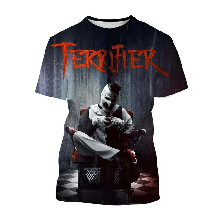 Hot New Terrifier Printed 3D T-shirt Fashion Horror Movie Round Neck Y2k Top Summer New Men Women Scary Pattern Short Sleeve Tee