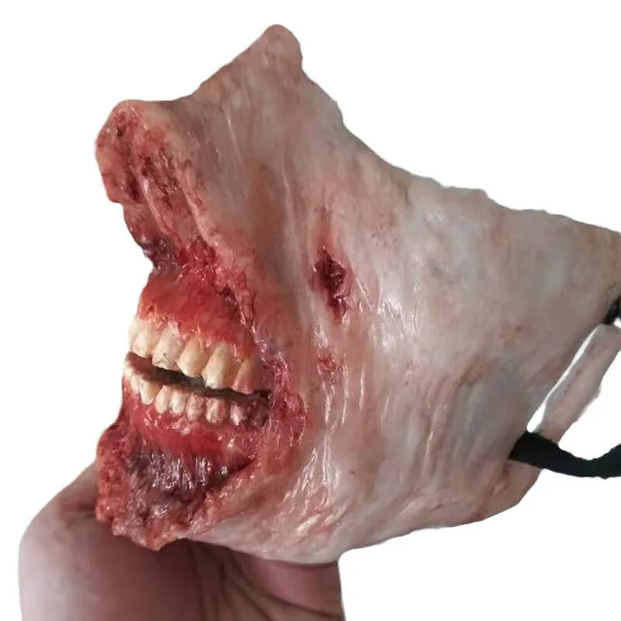 1Pc New Halloween Horror Gory Zombie Pointed Teeth Half Face Mask Mutant Zombie Latex Masks Scary Mask  Halloween Mask