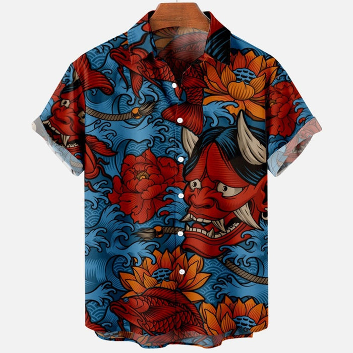 Devil Horror Print Hawaiian Shirts