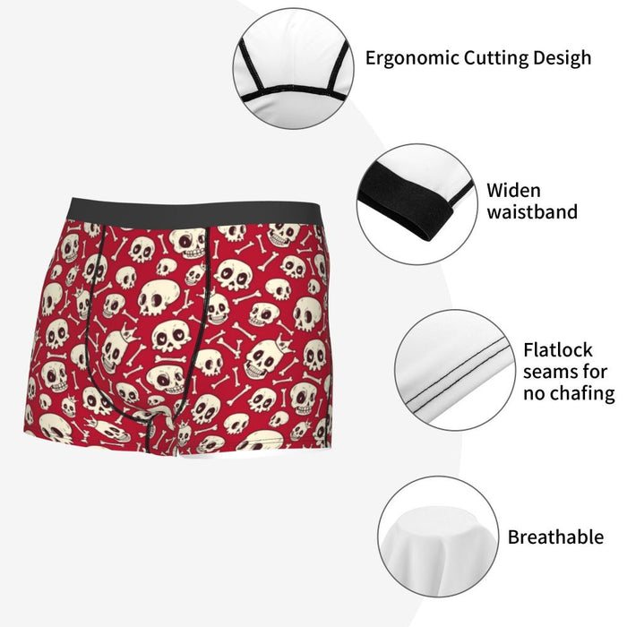 Custom Sexy Gothic Skeleton Death Skull Boxers Shorts Panties Men's Underpants Breathbale Briefs Underwear