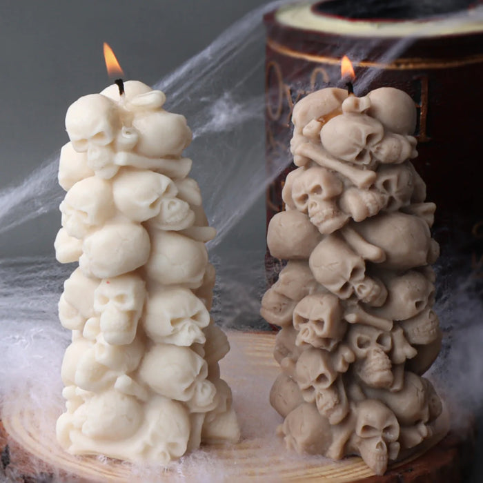 Creative Skull Tower Candle Silicone Mold Relief Skeleton Column Soap Resin Crystal Mould Halloween Party Decor Chocolate Gifts