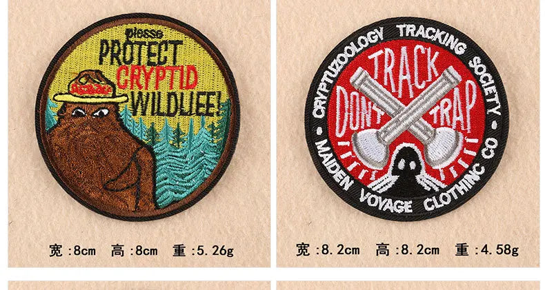 Cryptozoology Embroidery Iron on Patches Monster Cloth Appliques Mothman Badge Extraterrestrials tracking Emblem for Men Jackets