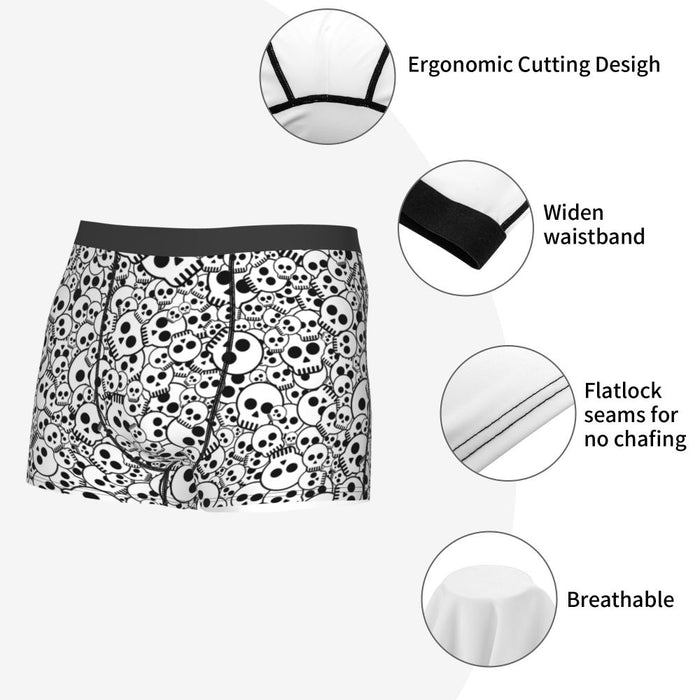 Custom Sexy Gothic Skeleton Death Skull Boxers Shorts Panties Men's Underpants Breathbale Briefs Underwear