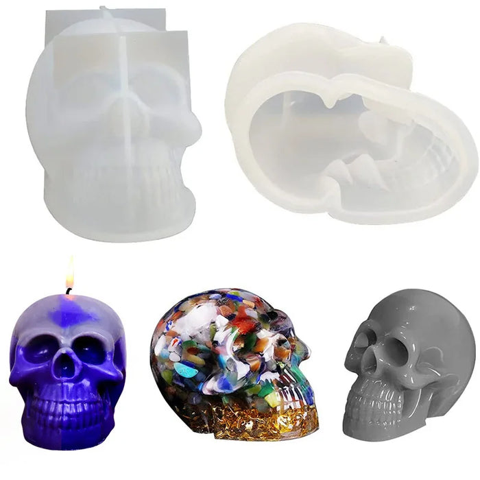 Small/medium/Large Skull Silicone Candle Mold DIY Halloween Decorative Crafts Plaster Soap Resin Making Tools Family Party Gifts