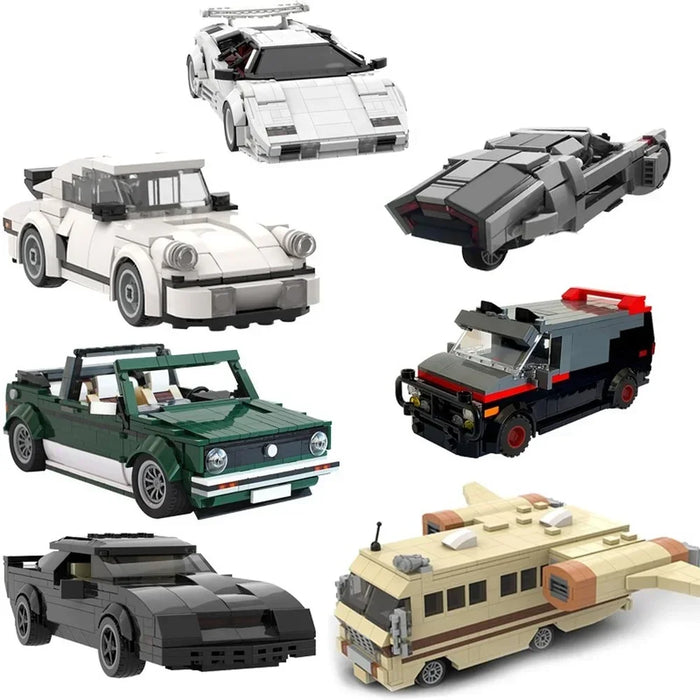 MOC Speed Town Racer Famous Car Vehicle Super Diy Kids Policemen Classic Robot Aircraft Model Building Blocks Toys Children