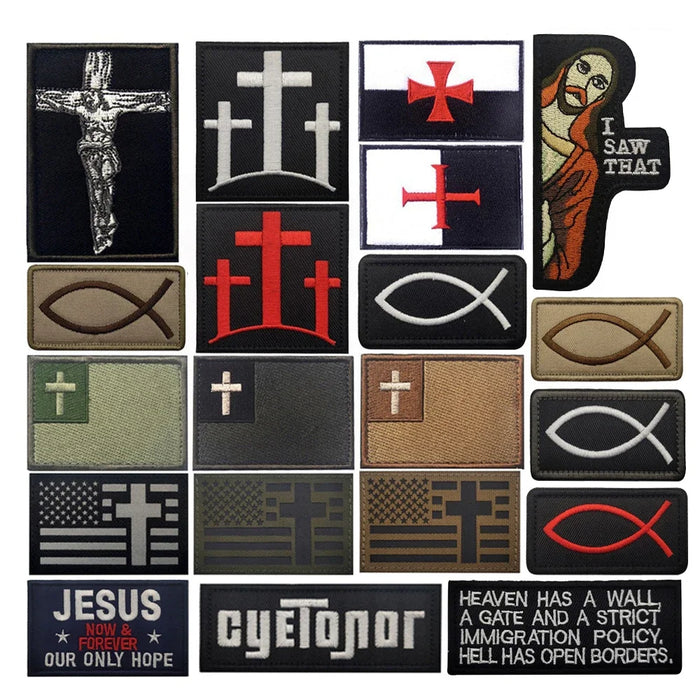 Embroidered Patches Knights Templar PVC Rubber Crusader Jesus Armband In God We Trust Appliqued Fastener Patch For Clothing Cap