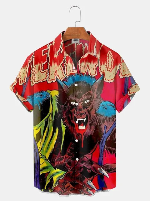 Horror Movie Monster Characters Men's Hawaiian Shirts 2023 Designer Casual Streetwear 3d Men Clothing Party Performance Tops 5XL