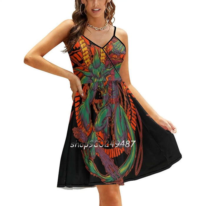 Kreeping Krampus Sling Dress Summer Dress Sling Sexy A Line Dress Fashion Female Dress Krampus Christmas Monster Demon Folklore