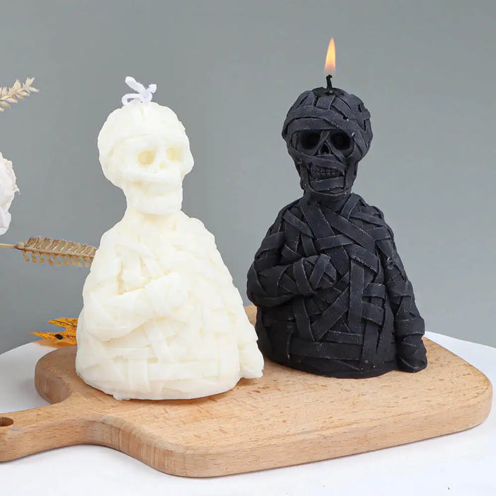 Diy Horror Skeleton Candle Molds 3D Gauze Skull Silicone Moulds For Candle Making Halloween Gifts & Home Decor