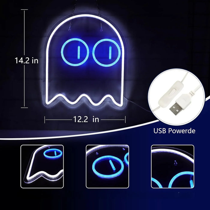 Ghost Gaming Neon Signs LED Gamer Neon Light Sign for Game Room Man Cave Bedroom Kids Room Arcade Gamer Teens