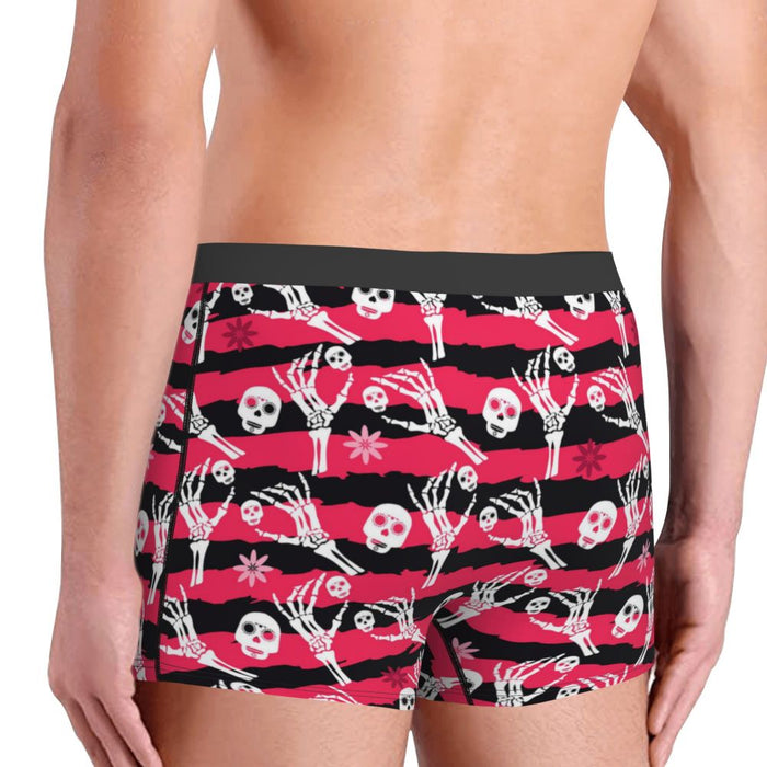 Custom Sexy Gothic Skeleton Death Skull Boxers Shorts Panties Men's Underpants Breathbale Briefs Underwear