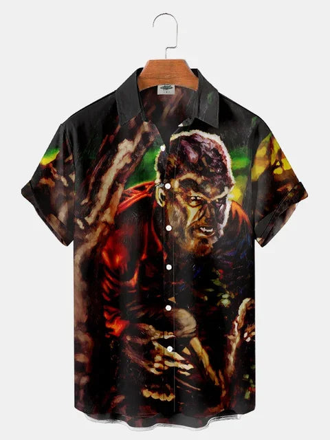 Horror Movie Monster Characters Men's Hawaiian Shirts 2023 Designer Casual Streetwear 3d Men Clothing Party Performance Tops 5XL