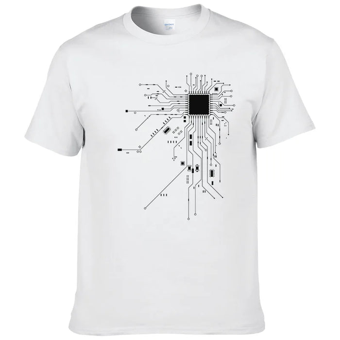 CPU Processor Circuit Diagram T Shirt 2023 Men Summer Cotton T-shirt Men's Funny Tops Fashion Brand Tees