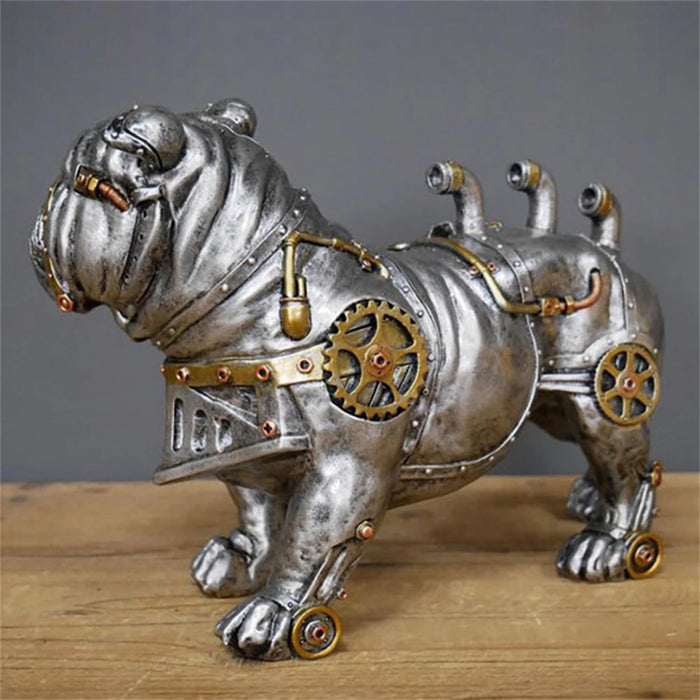 Mechanical Punk Dog Figure Resin Crafts Steampunk Bulldog Dog Resin Statue Sculpture Decoration Home Desktop Ornaments