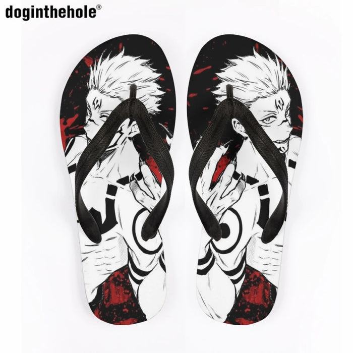 Doginthehole Women Summer Flip Flops Japan Anime Jujutsu Kaisen Gojo Satoru Couple Home Non-slip Slippers Comfor Outdoor Sandals