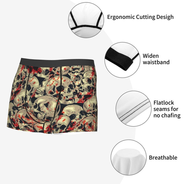 Custom Sexy Gothic Skeleton Death Skull Boxers Shorts Panties Men's Underpants Breathbale Briefs Underwear