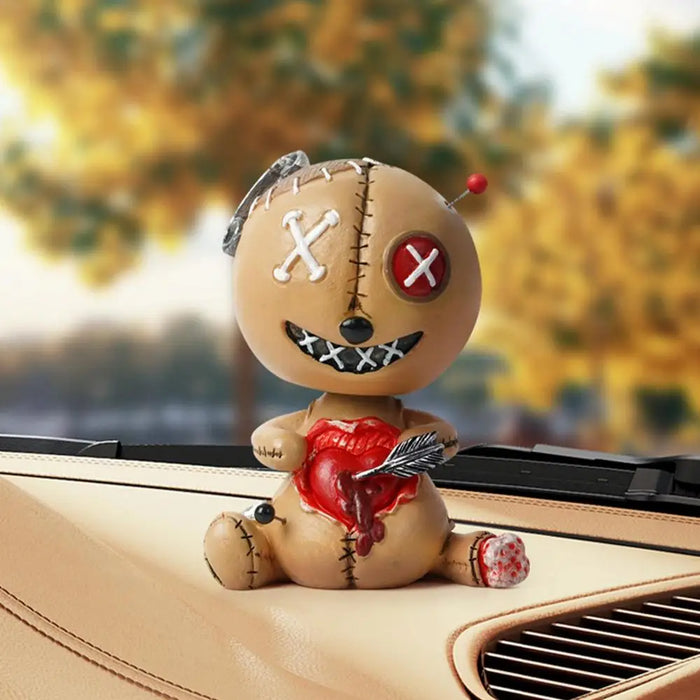 Voodoo Doll Bobble Head Toys Car Curse Doll Vehicle Dashboard Decoration Resin Voodoo Shaking Head Halloween Ornaments for Car