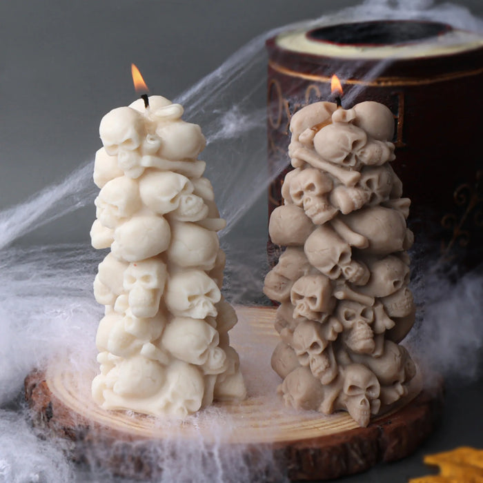 Creative Skull Tower Candle Silicone Mold Relief Skeleton Column Soap Resin Crystal Mould Halloween Party Decor Chocolate Gifts