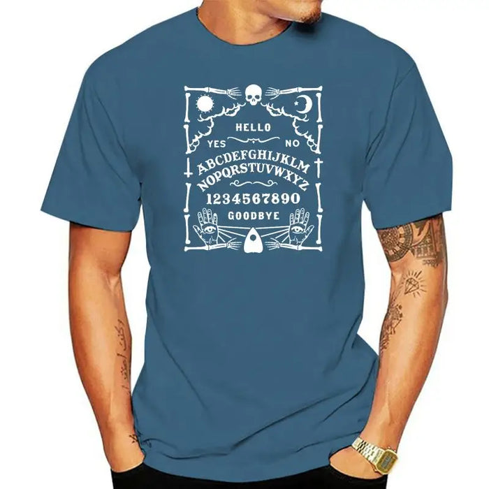 MenS Slogan T Shirt Ouija Board Skeleton Gothic Halloween Ghost Hunter V2 Confortable Tee Shirt