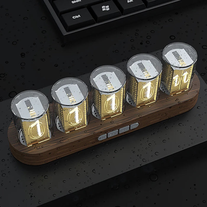 Digital Nixie Tube Clock with RGB LED Glows for Gaming Desktop Decoration. Luxury Box Packing for Gift Idea.