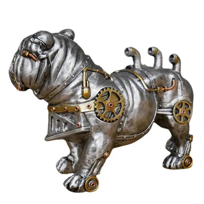 Mechanical Punk Dog Figure Resin Crafts Steampunk Bulldog Dog Resin Statue Sculpture Decoration Home Desktop Ornaments