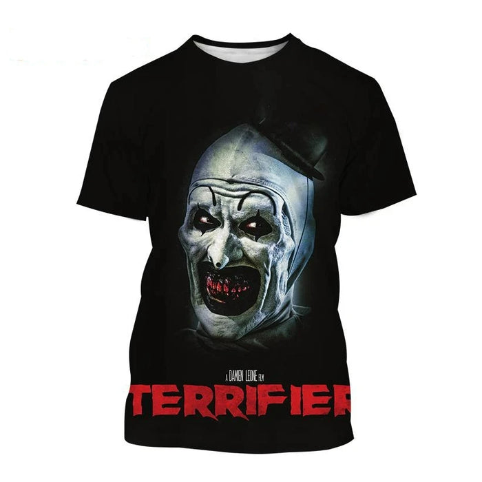 Hot New Terrifier Printed 3D T-shirt Fashion Horror Movie Round Neck Y2k Top Summer New Men Women Scary Pattern Short Sleeve Tee