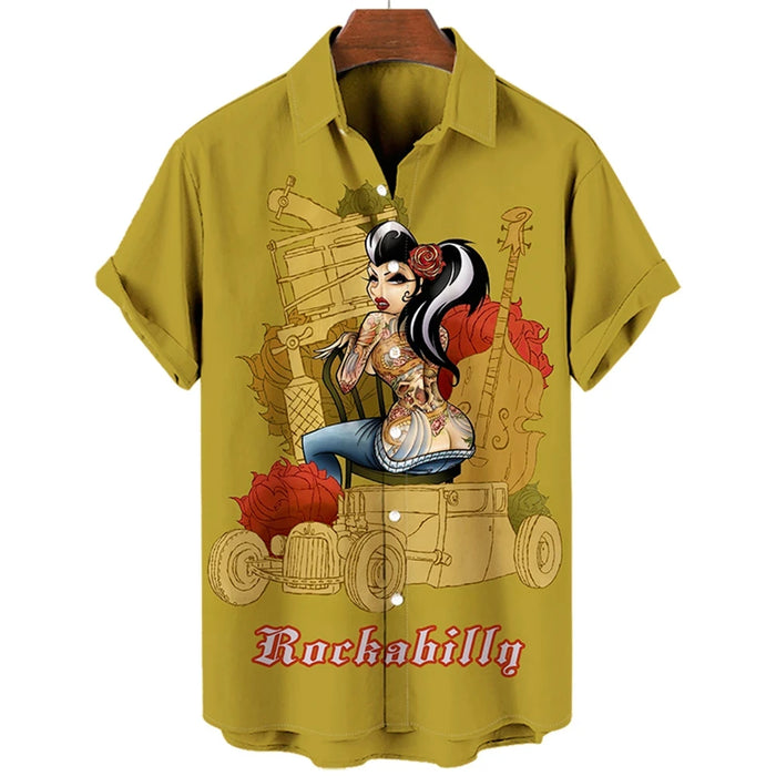 Hawaiian Vacation Men Shirt 3D Printed Man/Women Casual Fashion Short Sleeves Shirts Lapel Button Tops Oversized Unisex Clothing