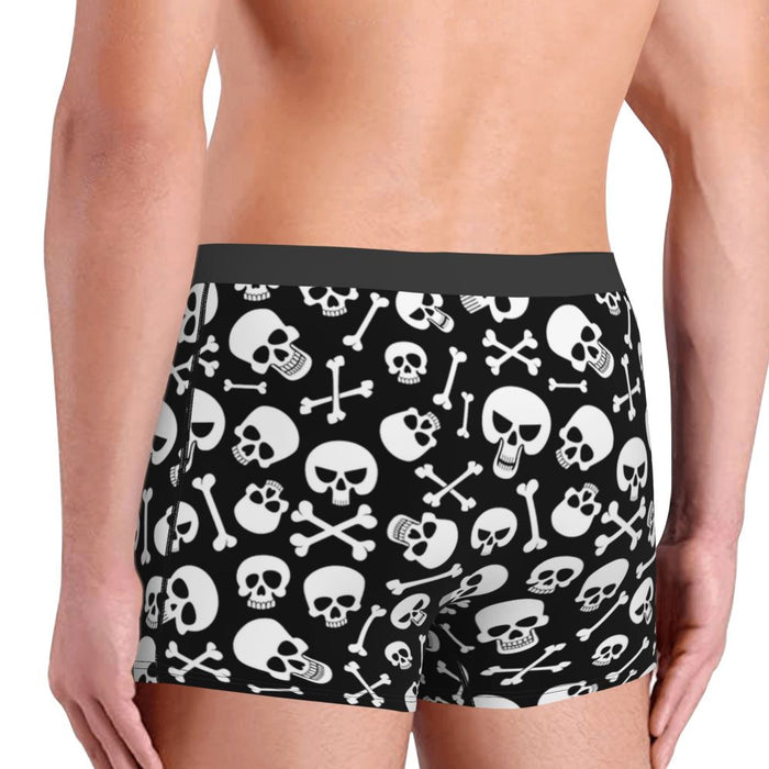 Custom Sexy Gothic Skeleton Death Skull Boxers Shorts Panties Men's Underpants Breathbale Briefs Underwear