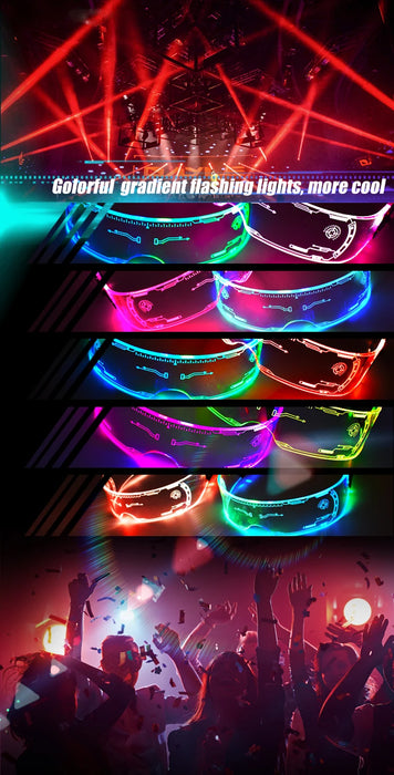 Cool Led Glasses Luminous Sunglasses Cyberpunk  flash Party Glasses Rave Neon Mask Toys Vocal Concert Decorative Glasses  DJ