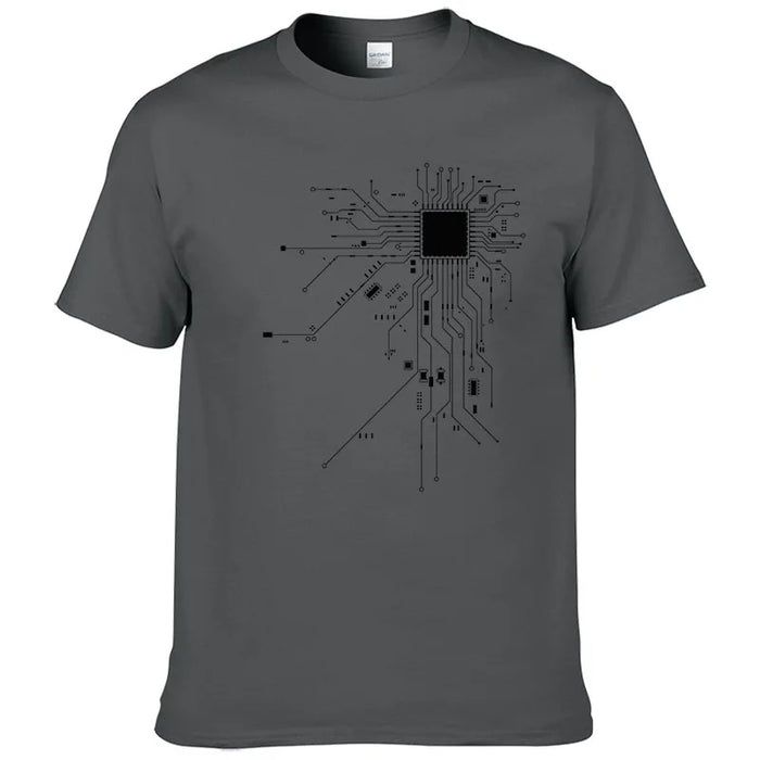 CPU Processor Circuit Diagram T Shirt 2023 Men Summer Cotton T-shirt Men's Funny Tops Fashion Brand Tees