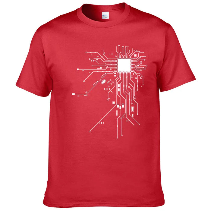 CPU Processor Circuit Diagram T Shirt 2023 Men Summer Cotton T-shirt Men's Funny Tops Fashion Brand Tees