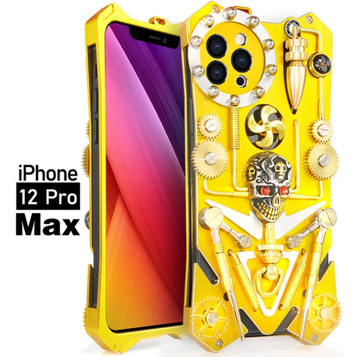 Mechanical Gear Skeleton Phone Case for IPhone 15 14 13 12 ProMax Phone Case Metal Aluminum Alloy Thickened Anti Drop Protective