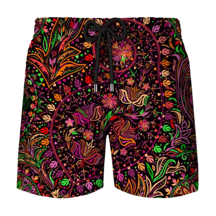 3D Printing Retro Flower Short Pants Men Kids Hawaiian Beach Shorts Swimsuit Fashion Surf Board Shorts Quick Dry Swim Trunks