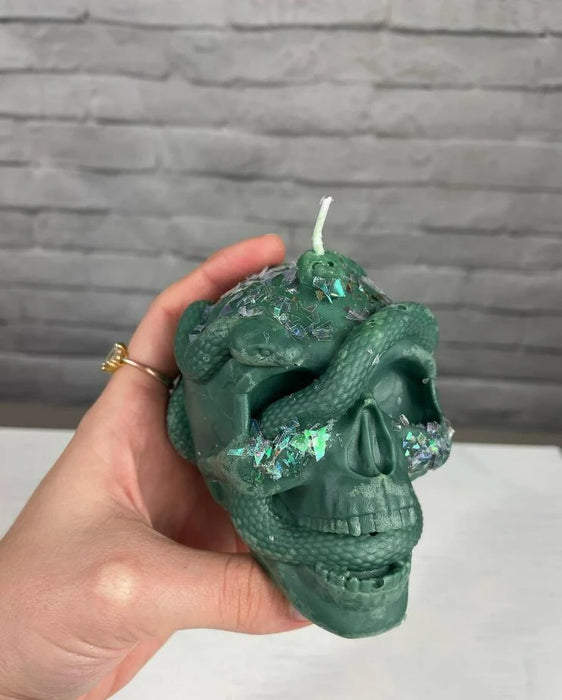 3D Skull Snake Head Candle Silicone Mold DIY Halloween Ornament Epoxy Resin Plaster Craft Casting Molds Home Decoration Tools