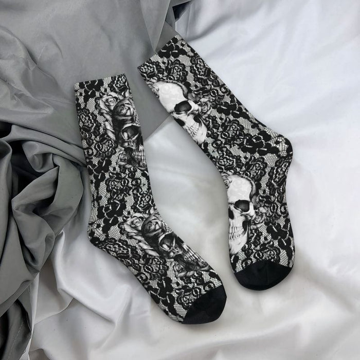 Gothic Lace Dead Skull Socks