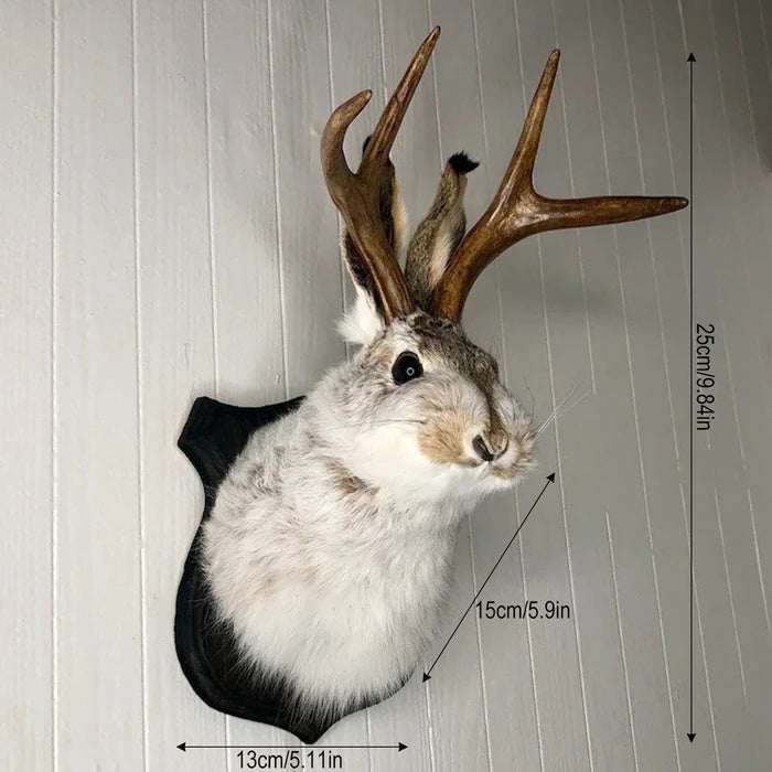 Easter Gift Bunny Head Antlers Wall Hanging Decoration Animals Deer Taxidermy Mount for Home Simulation Resin Art Ornaments