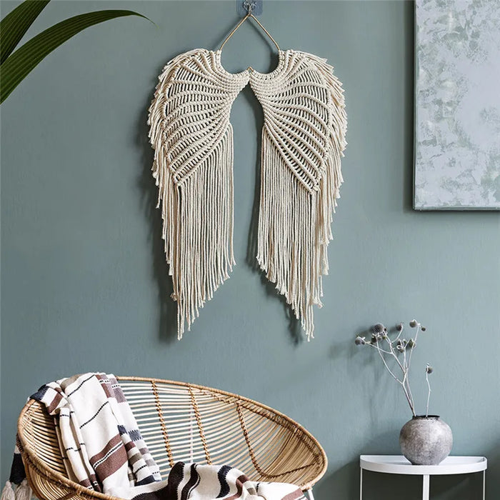 Bohemian Angel Woven Macrame Tapestry Cotton Hand-woven Wall Hanging Home Decor Office Decor Children's Kids Room Decor