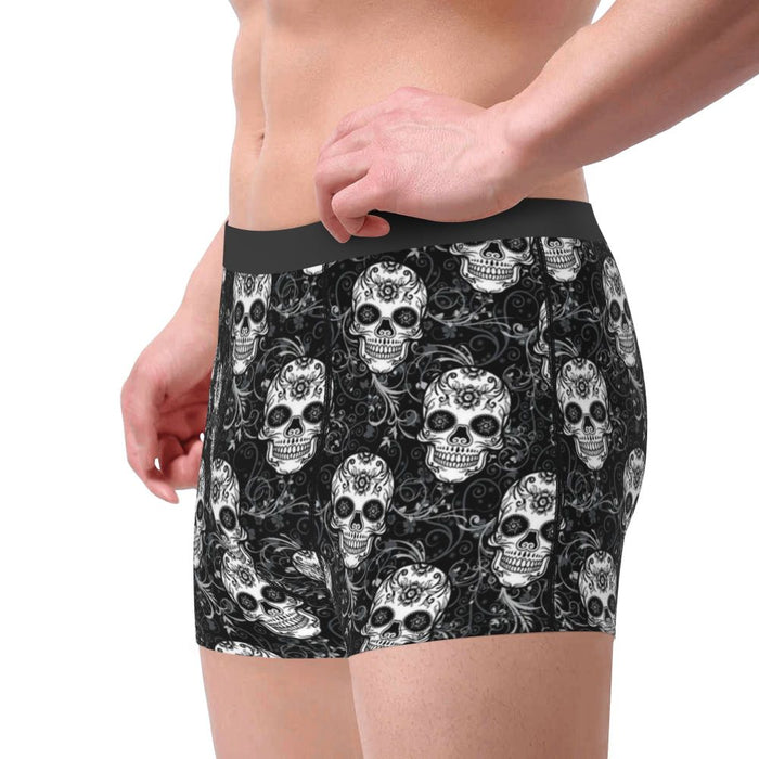 Custom Sexy Gothic Skeleton Death Skull Boxers Shorts Panties Men's Underpants Breathbale Briefs Underwear