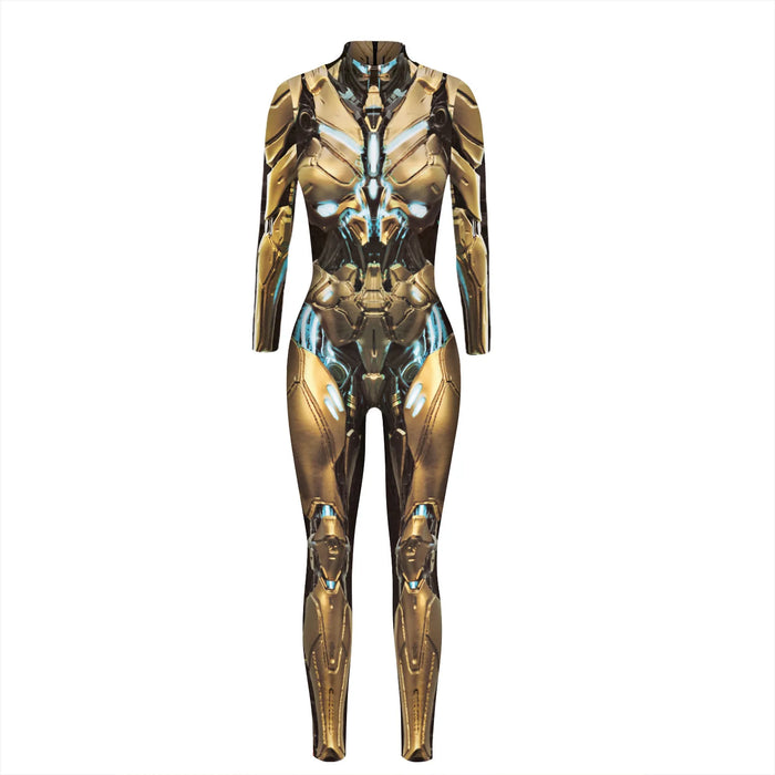 Robot Punk Jumpsuit Catsuit Sexy Women Cosplay Costumes Steampunk Zentai Halloween Bodysuit Party Suit