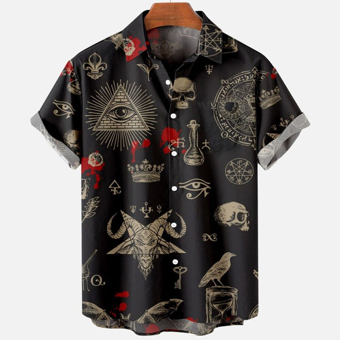 Devil Horror Print Hawaiian Shirts