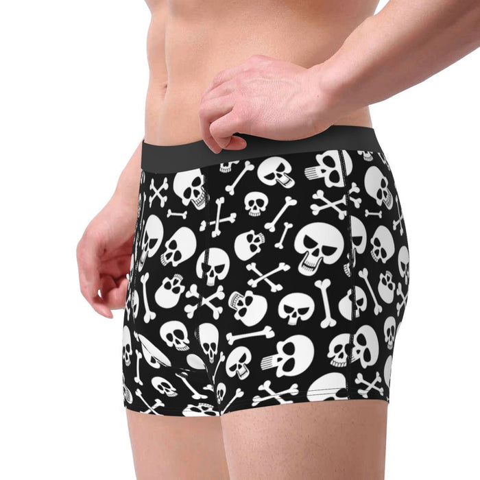 Custom Sexy Gothic Skeleton Death Skull Boxers Shorts Panties Men's Underpants Breathbale Briefs Underwear