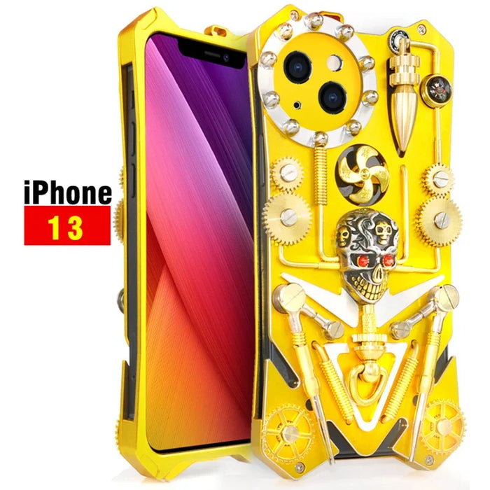 Mechanical Gear Skeleton Phone Case for IPhone 15 14 13 12 ProMax Phone Case Metal Aluminum Alloy Thickened Anti Drop Protective