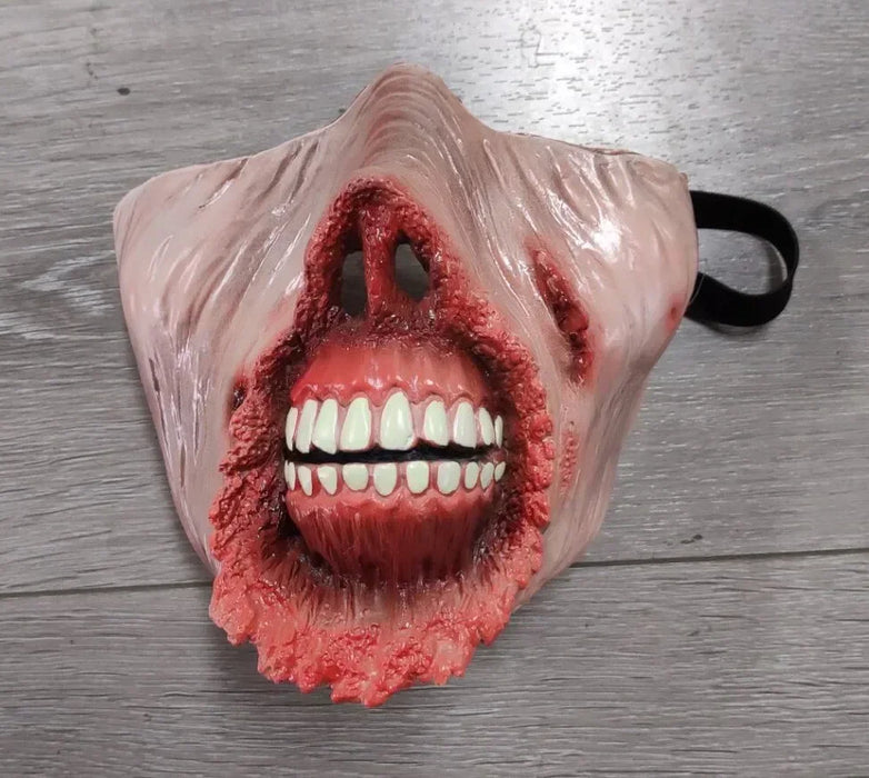 1Pc New Halloween Horror Gory Zombie Pointed Teeth Half Face Mask Mutant Zombie Latex Masks Scary Mask  Halloween Mask