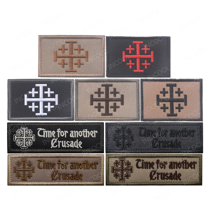 Embroidered Patches Knights Templar PVC Rubber Crusader Jesus Armband In God We Trust Appliqued Fastener Patch For Clothing Cap