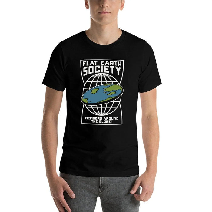 Flat Earth Society - Members Around The Globe T-Shirt blacks blue archive plus size men clothing