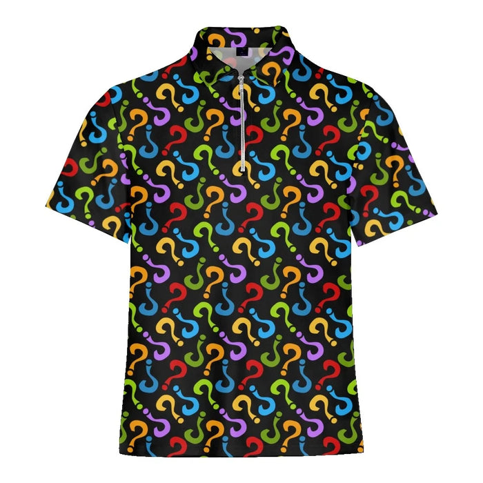 Cartoon Monster Graffiti Printed Summer Men's Zipper Collar Polo Shirts Casual Oversized Short Sleeve Fashion Tops Men Clothing