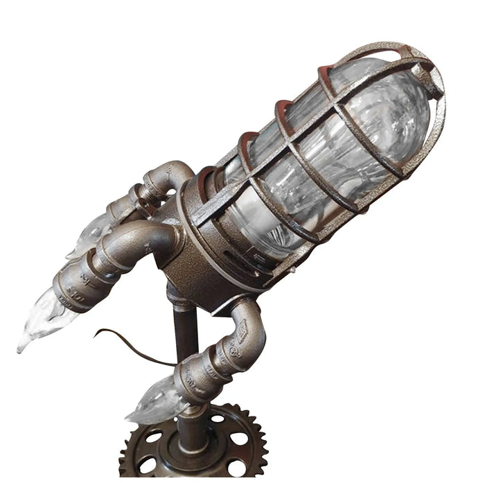 Steampunk Rocket Lamp Punk Style Lights Metal Desktop Decor Ornaments for Bar Restaurant Cafe