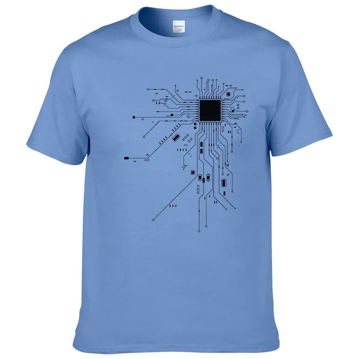 CPU Processor Circuit Diagram T Shirt 2023 Men Summer Cotton T-shirt Men's Funny Tops Fashion Brand Tees