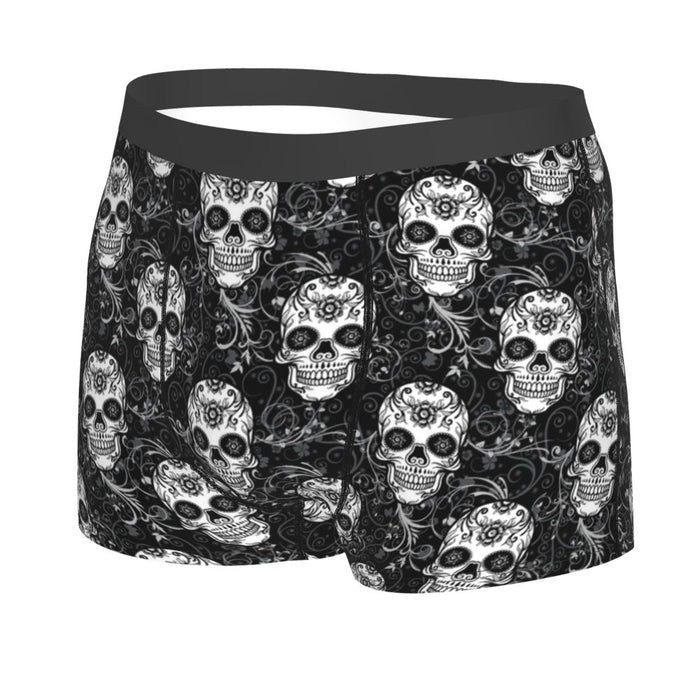 Custom Sexy Gothic Skeleton Death Skull Boxers Shorts Panties Men's Underpants Breathbale Briefs Underwear