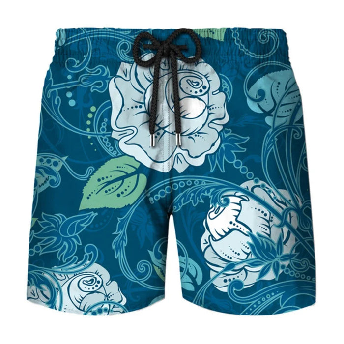 3D Printing Retro Flower Short Pants Men Kids Hawaiian Beach Shorts Swimsuit Fashion Surf Board Shorts Quick Dry Swim Trunks